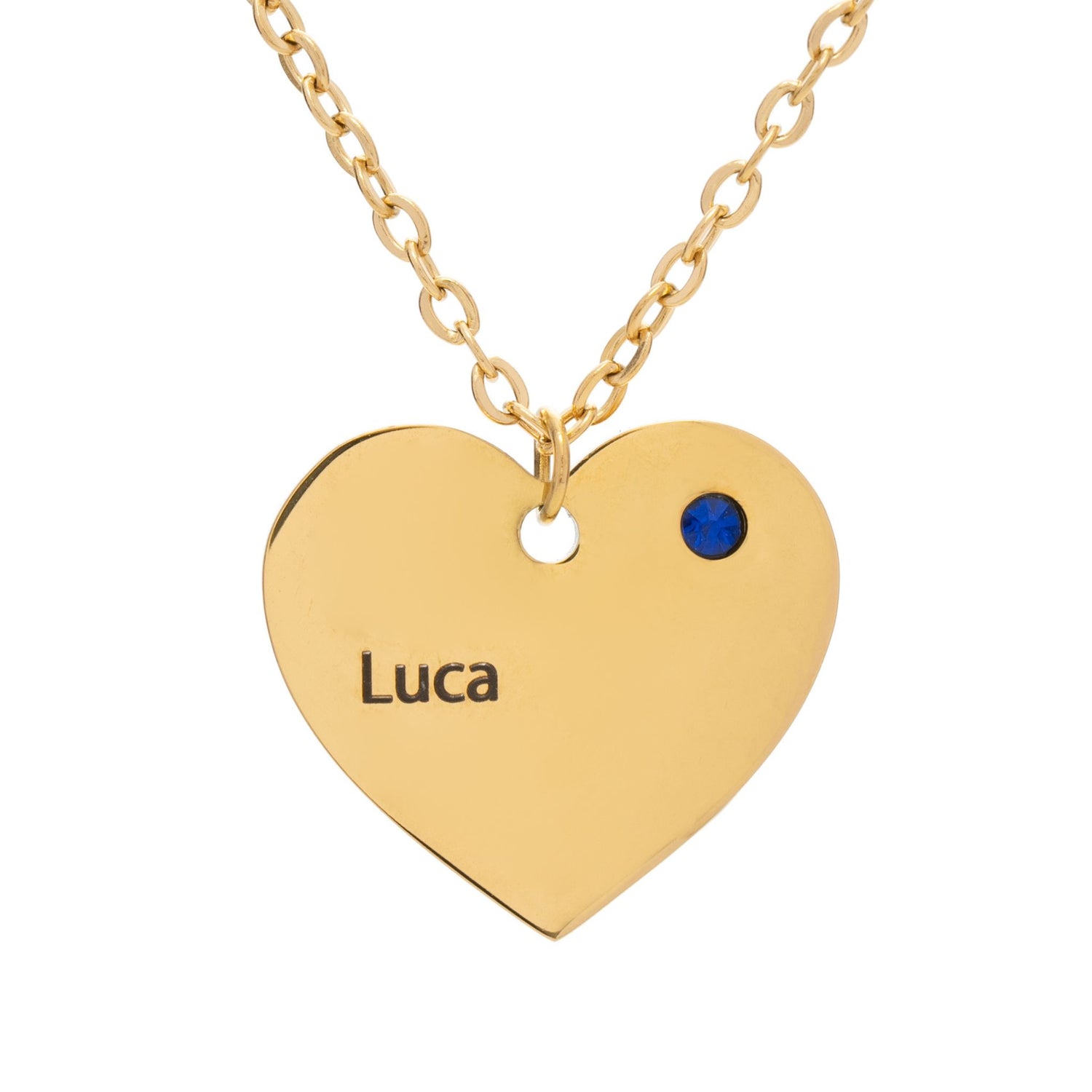 Birthstone Heart & Name Pendant Necklace