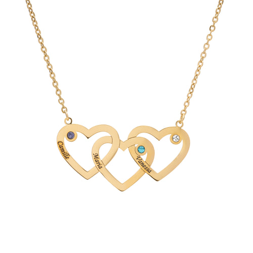 Linear Triple Heart Engraved Necklace