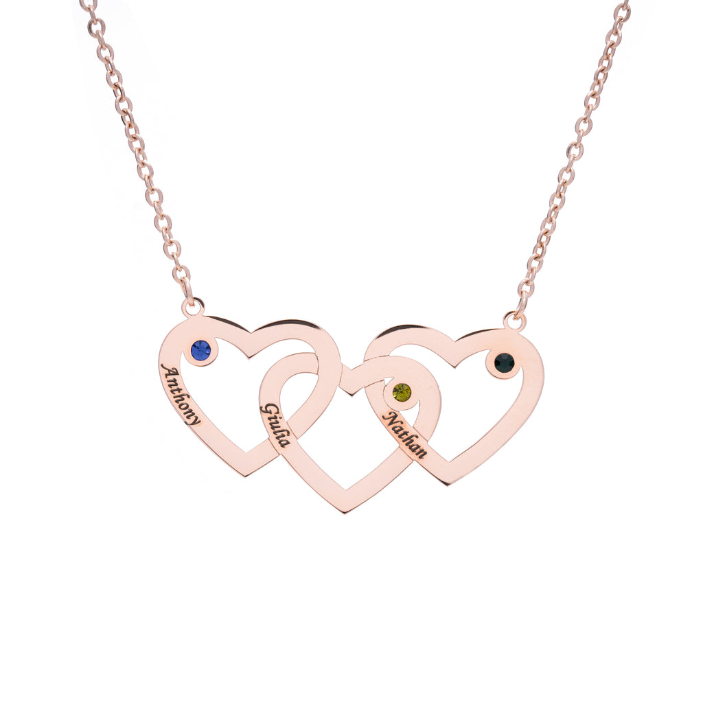 Linear Triple Heart Engraved Necklace