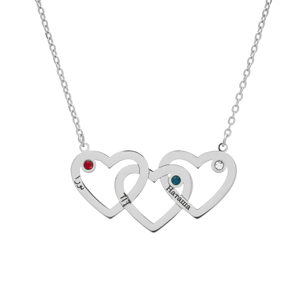 Linear Triple Heart Engraved Necklace