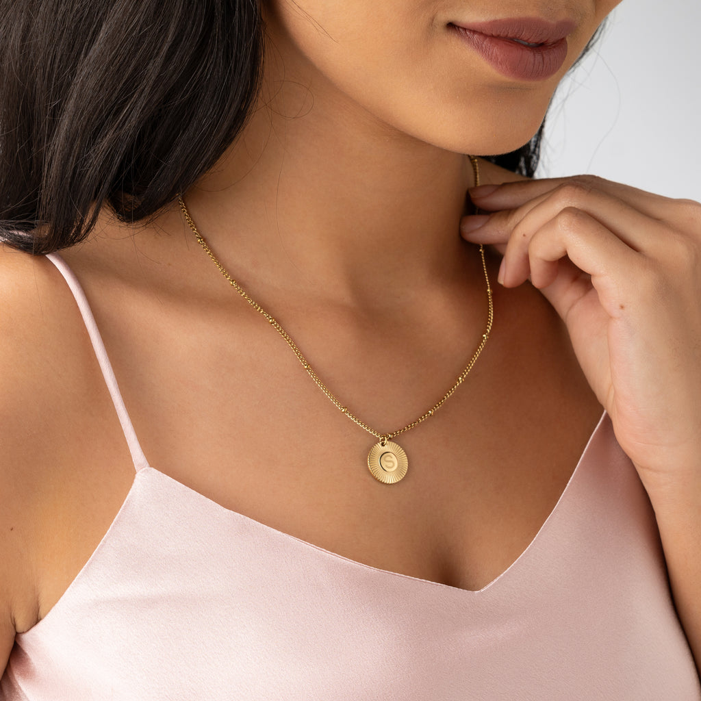 Personalised Gold Initial Necklace – Sunshine Medallion