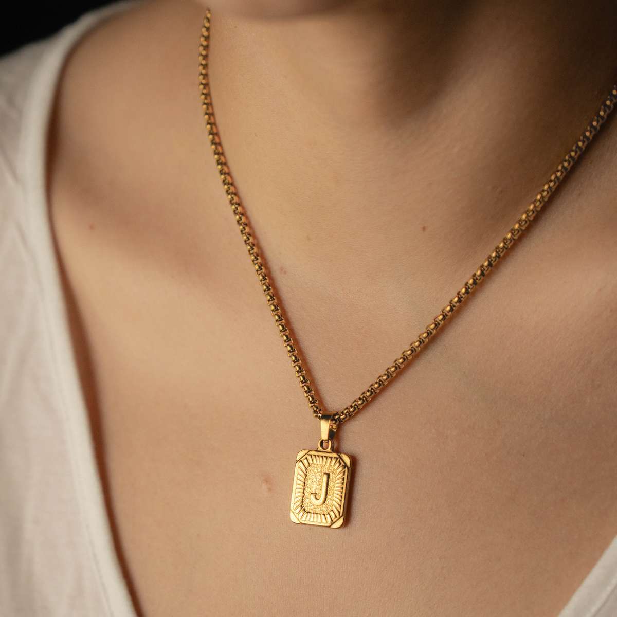 Personalised Embossed Initial Pendant Necklace