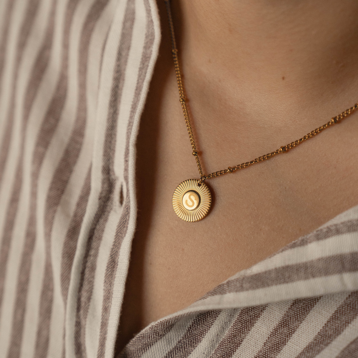 Personalised Gold Initial Necklace – Sunshine Medallion