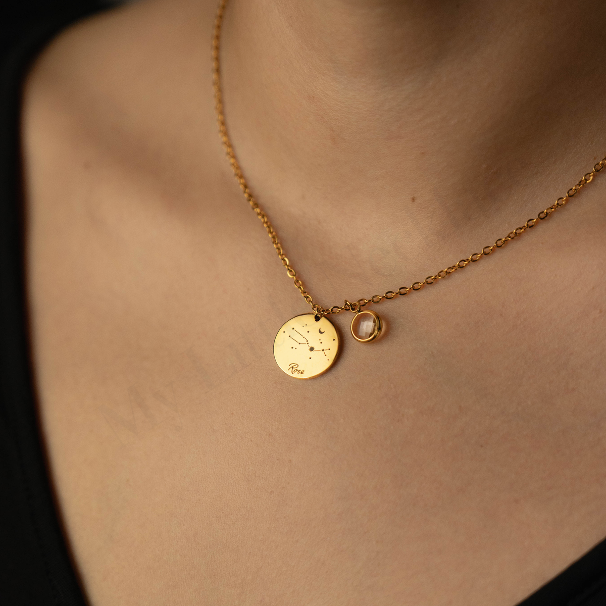 Personalised Constellation Necklace with Birthstone