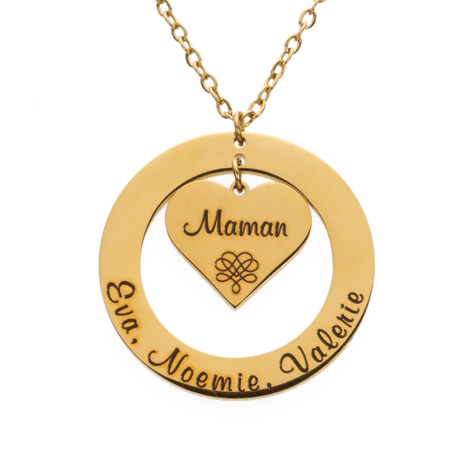 Personalised Heart and Circle Pendant