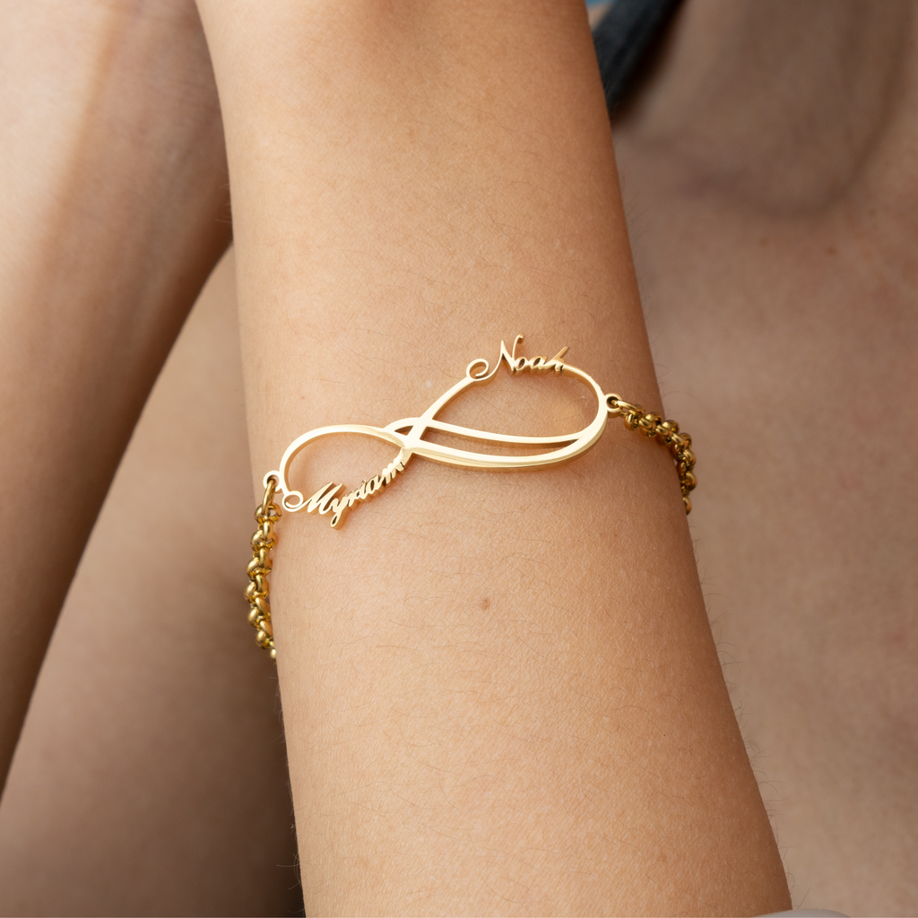 Personalised Double Infinity with Two Names Bracelet