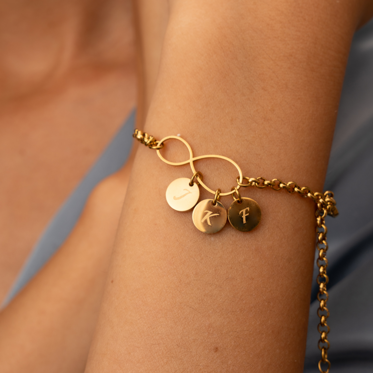 Personalised Infinity with Initial Charms Bracelet