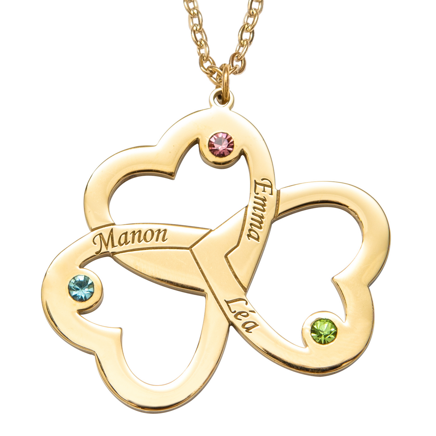 Triple Heart Engraved Necklace