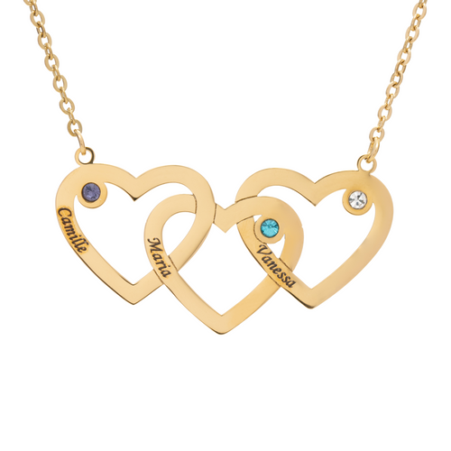 Linear Triple Heart Engraved Necklace