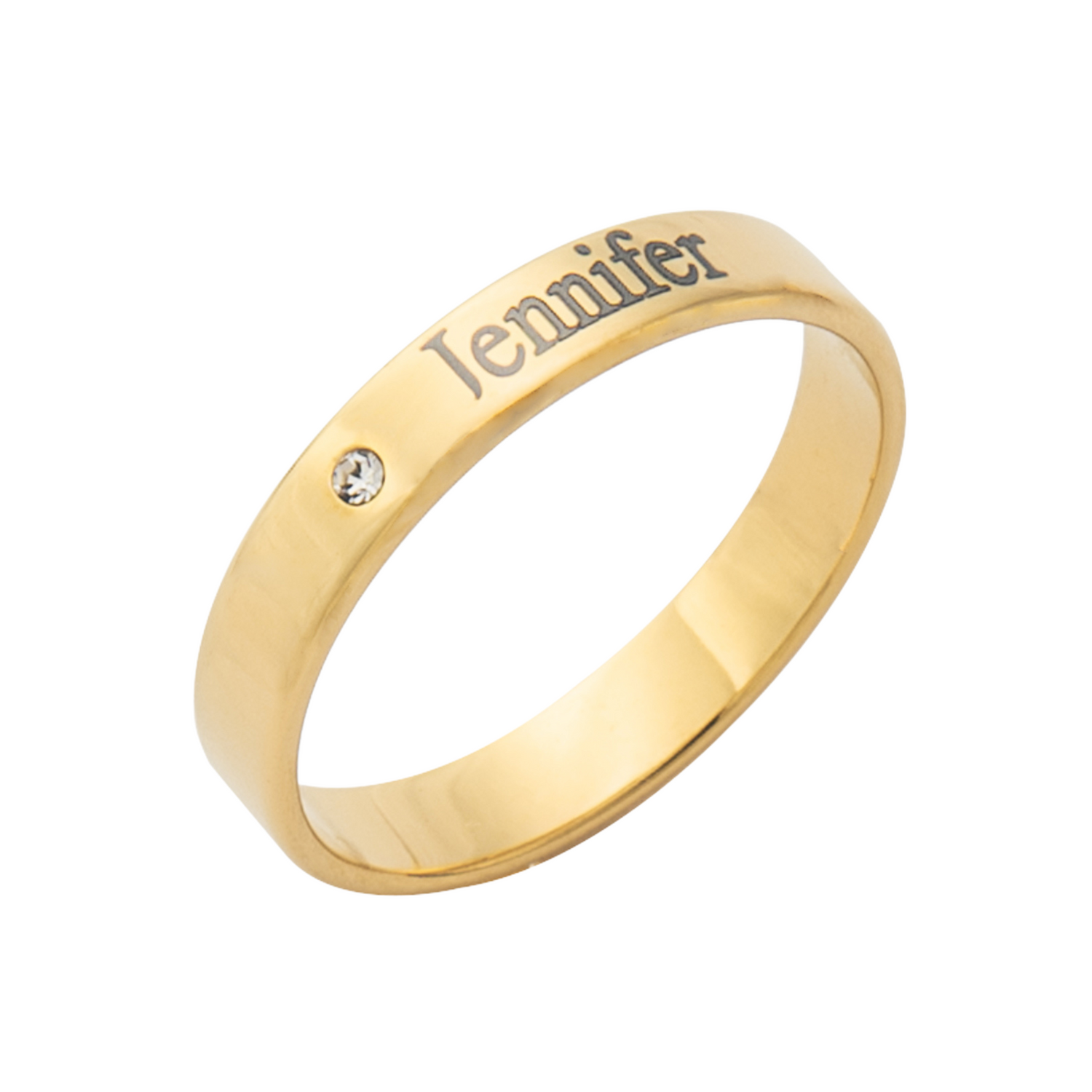 Personalised Name Ring With Engraved stone