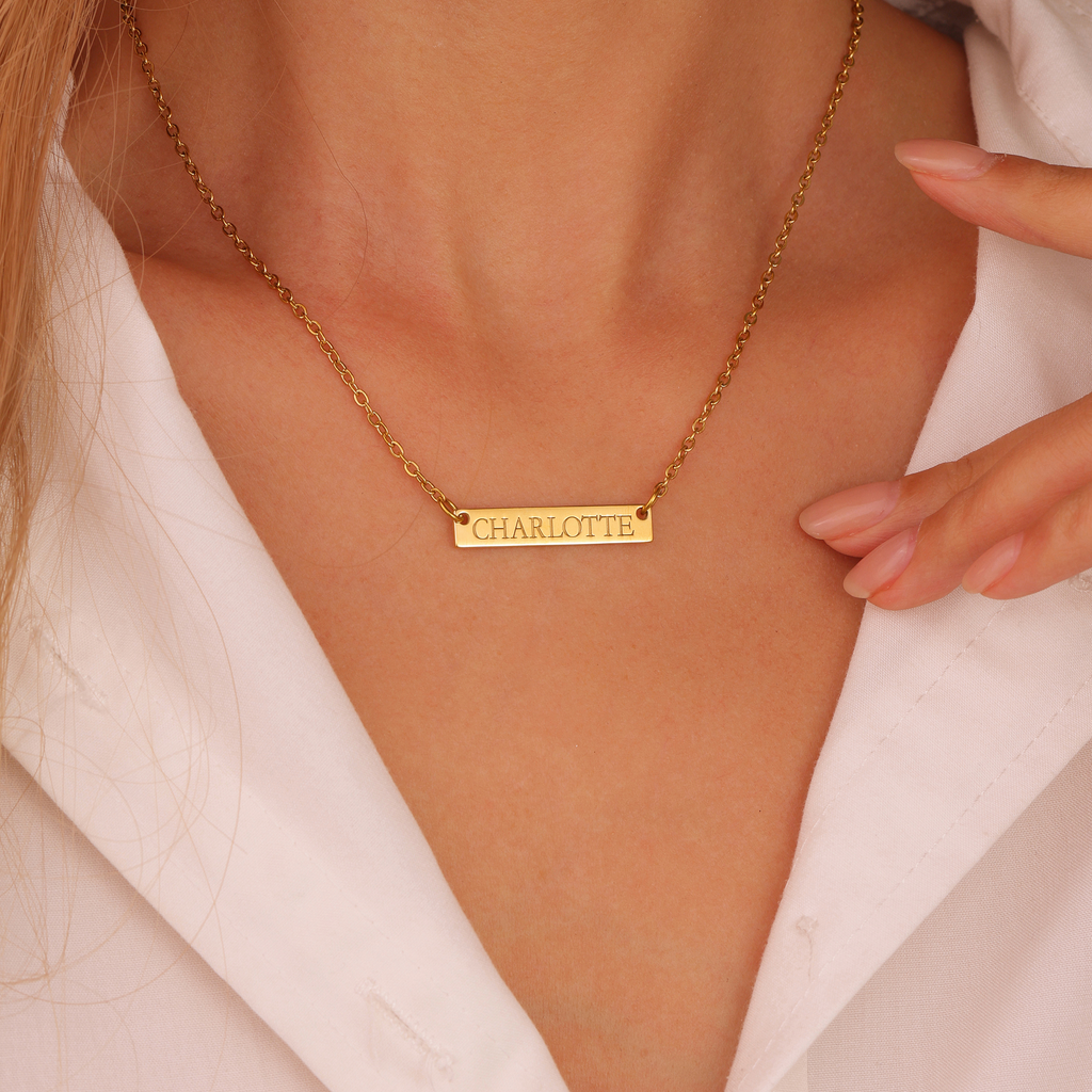 Engraved Bar Necklace