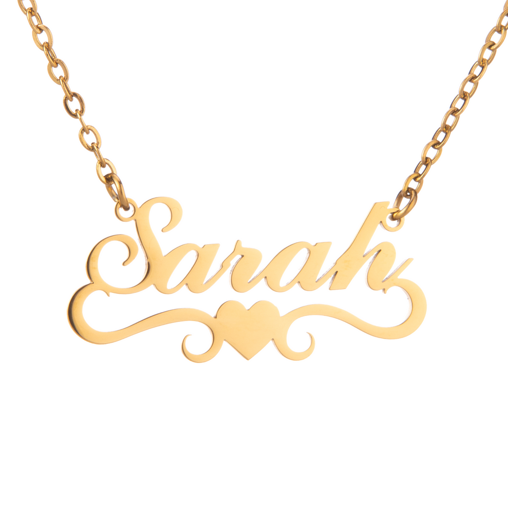 Personalised Wavy Heart Necklace with Elegant Arabesque Details