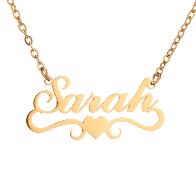 Personalised Wavy Heart Necklace with Elegant Arabesque Details