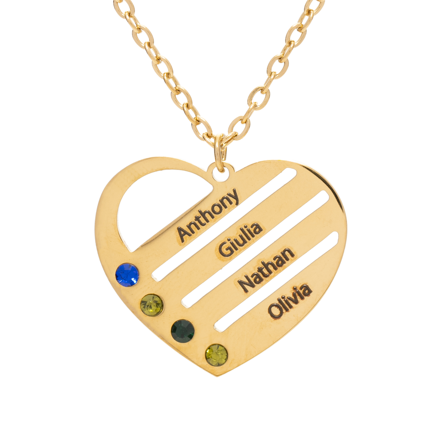 Heart & Birthstone Custom Name Necklace