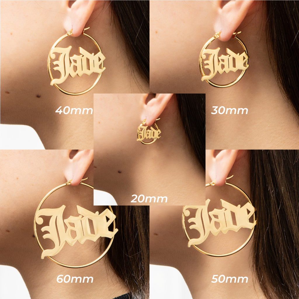 Personalised Gothic Hoop Earrings