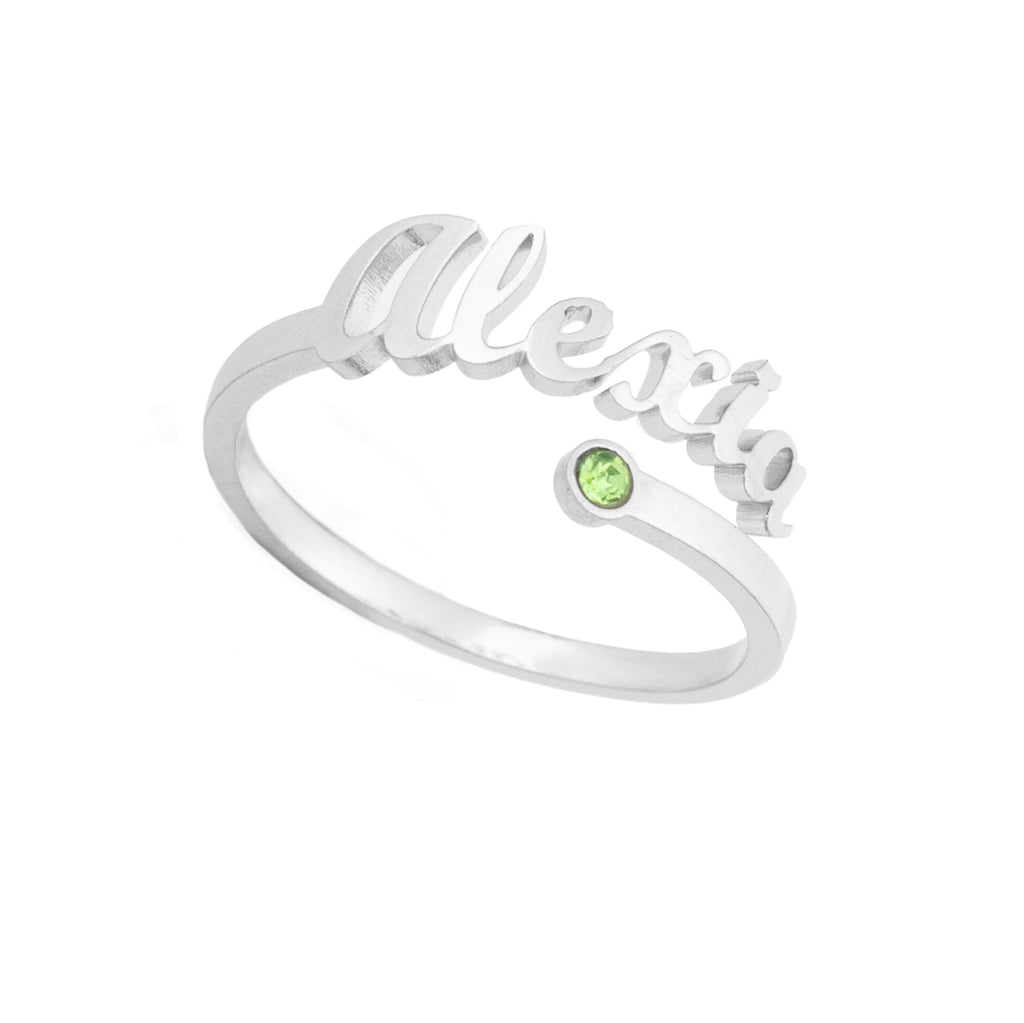 Open Ring with Birthstone