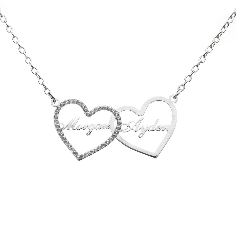 Double Heart Rhinestone Necklace