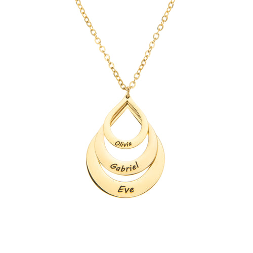 Family Drop Pendant Engraved Necklace