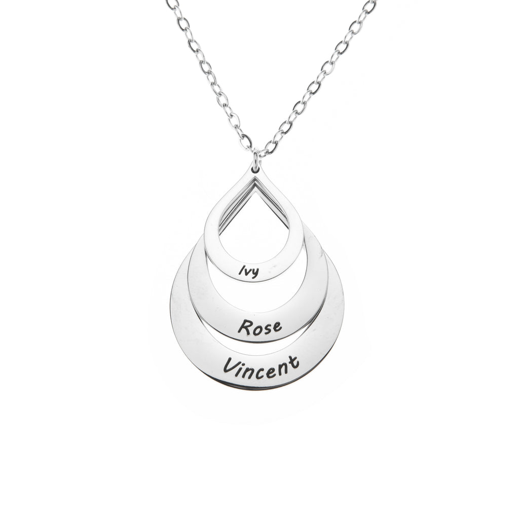 Family Drop Pendant Engraved Necklace