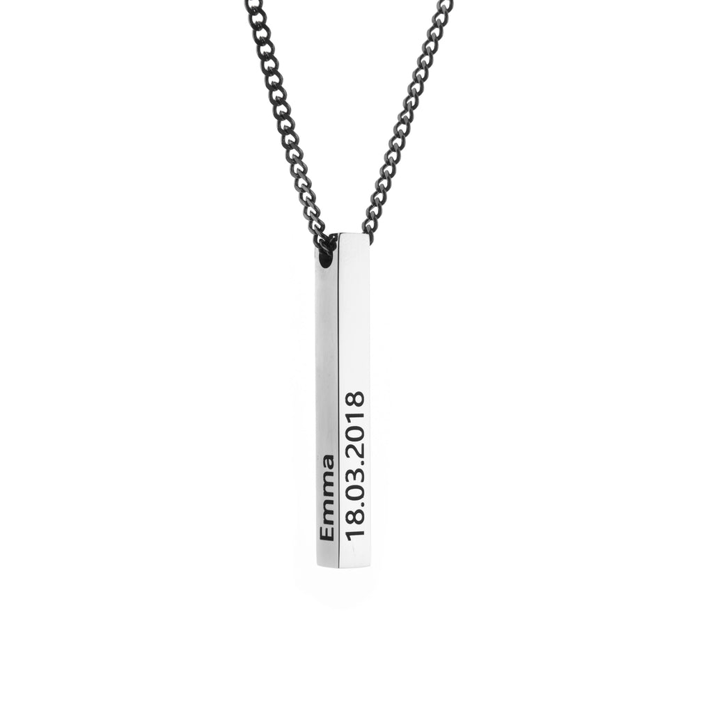 Personalised Men 3D Bar Necklace