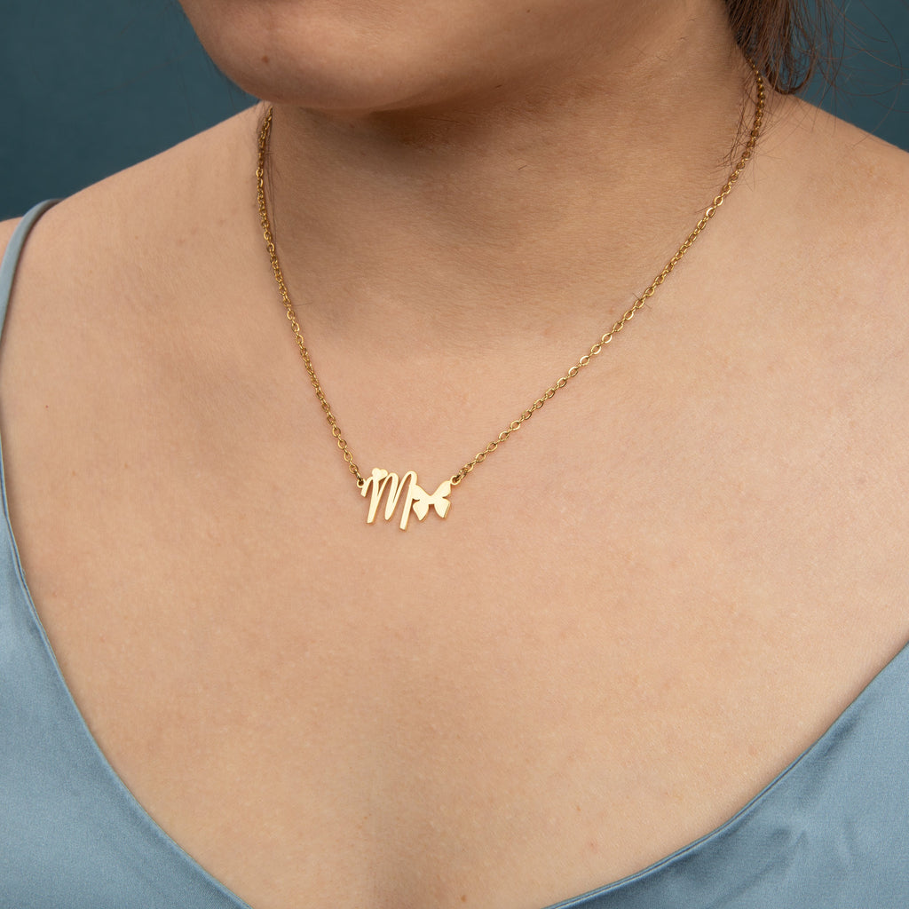 Personalized Butterfly and Heart Initial Necklace