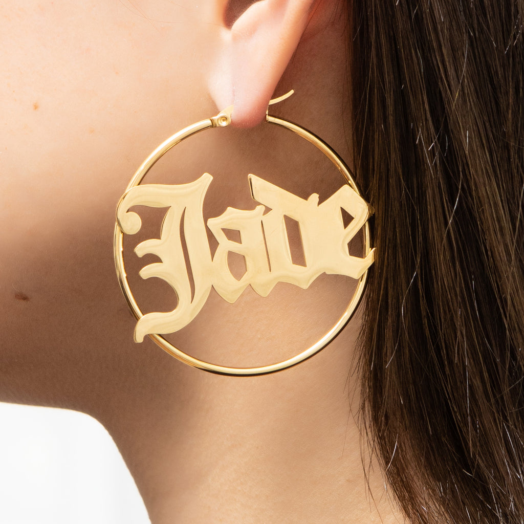 Personalised Gothic Hoop Earrings