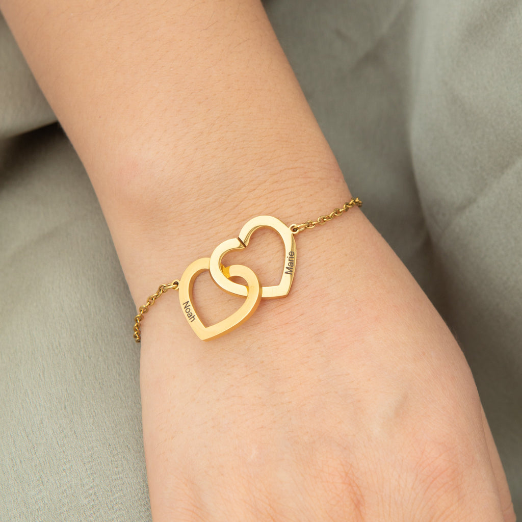 Personalised Two Intertwined Hearts Bracelet