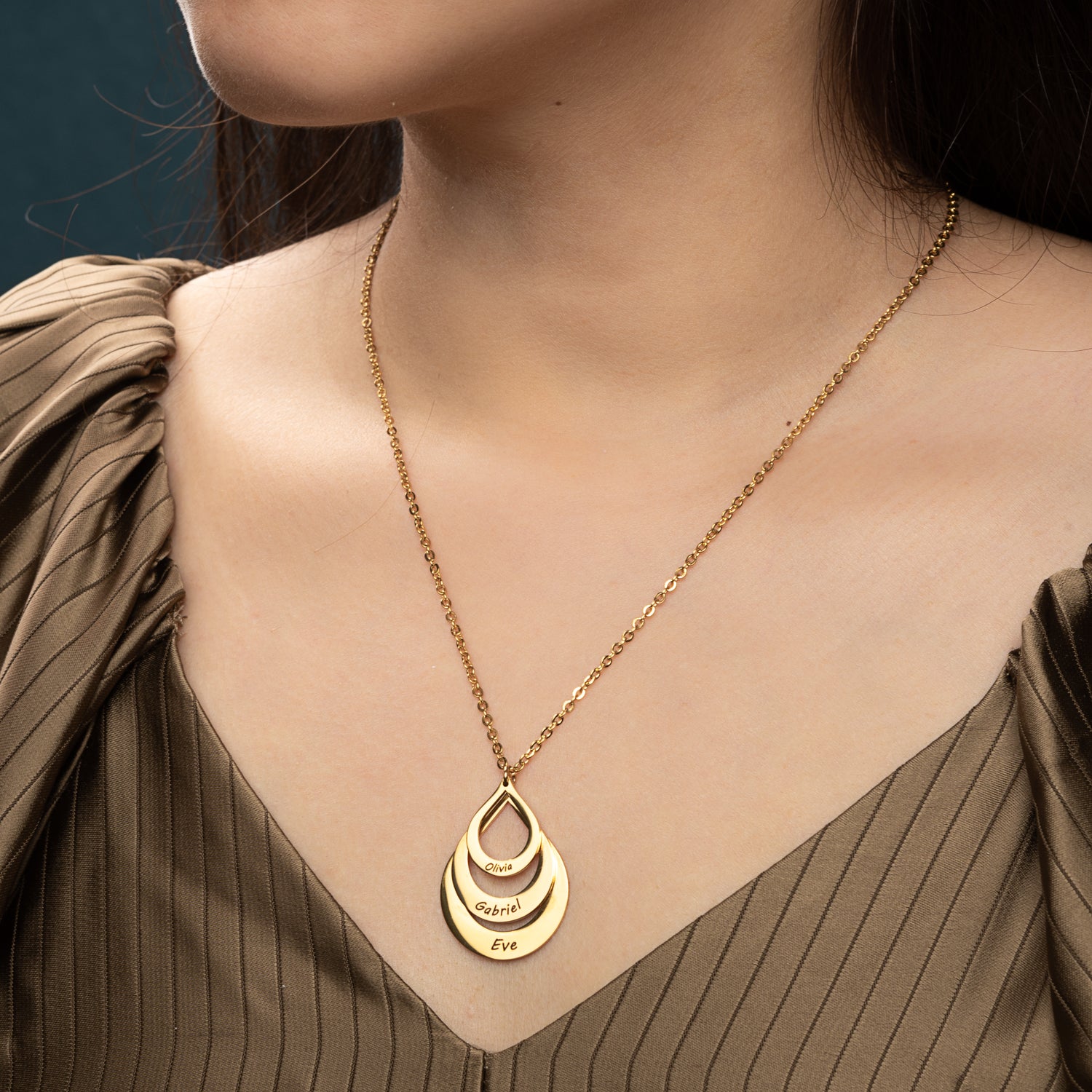 Personalised Teardrop Family Pendant Necklace