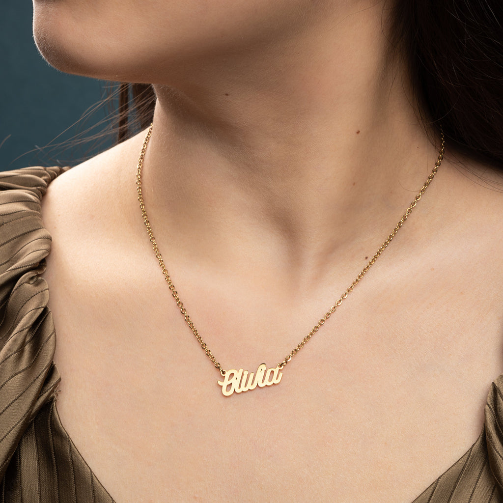 Thin Chain Script Name Necklace