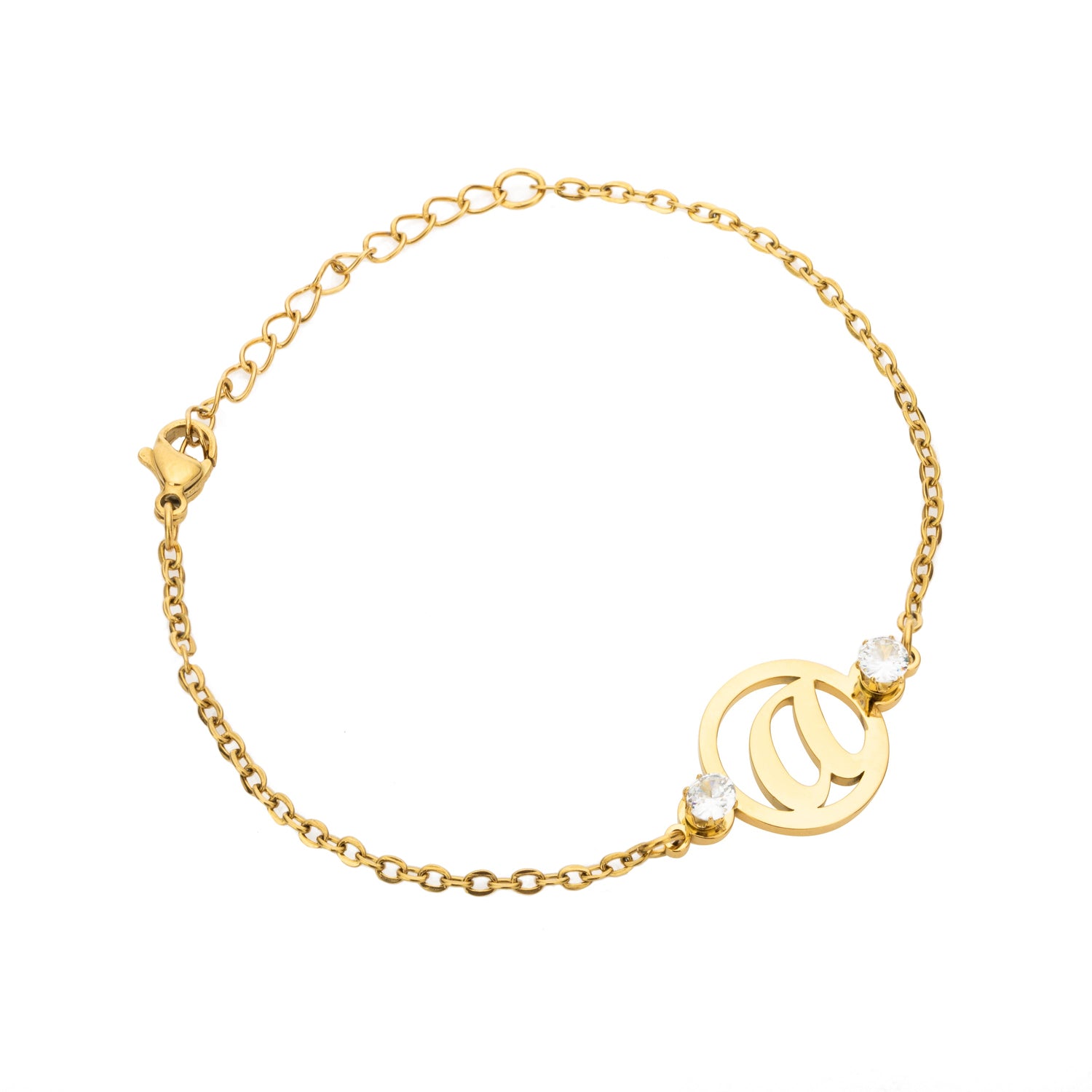 Personalised Bracelet with Initial and Crystal