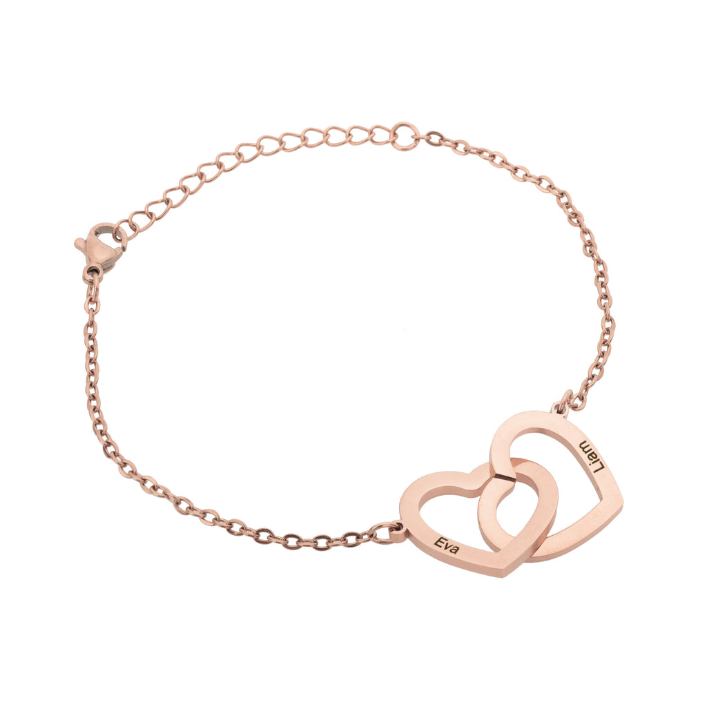 Personalised Two Intertwined Hearts Bracelet