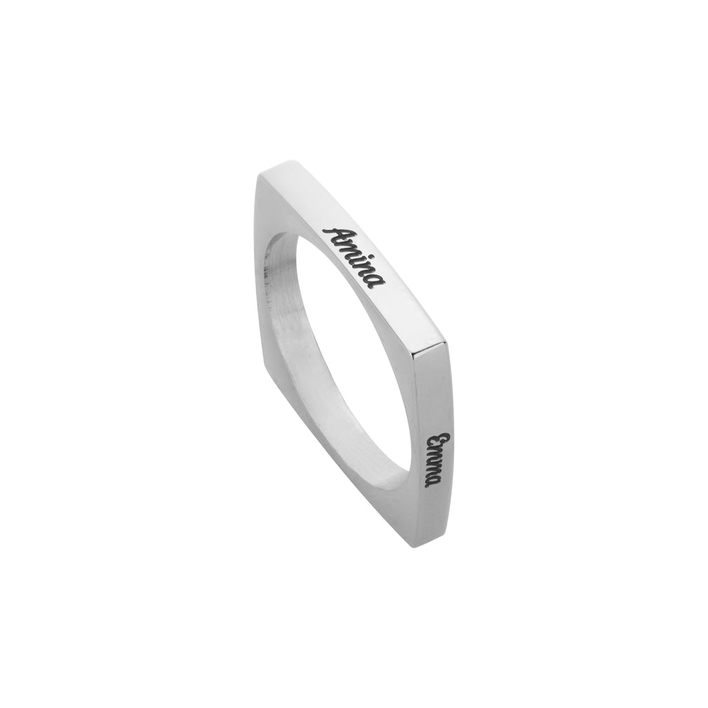 Personalised Square Ring with 4 Names