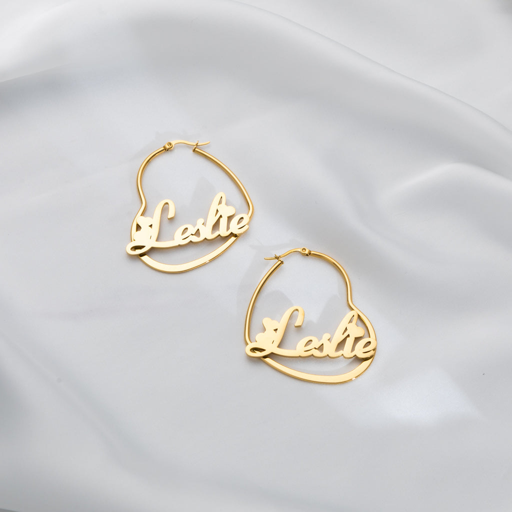 Personalised Heart Hoop Earrings