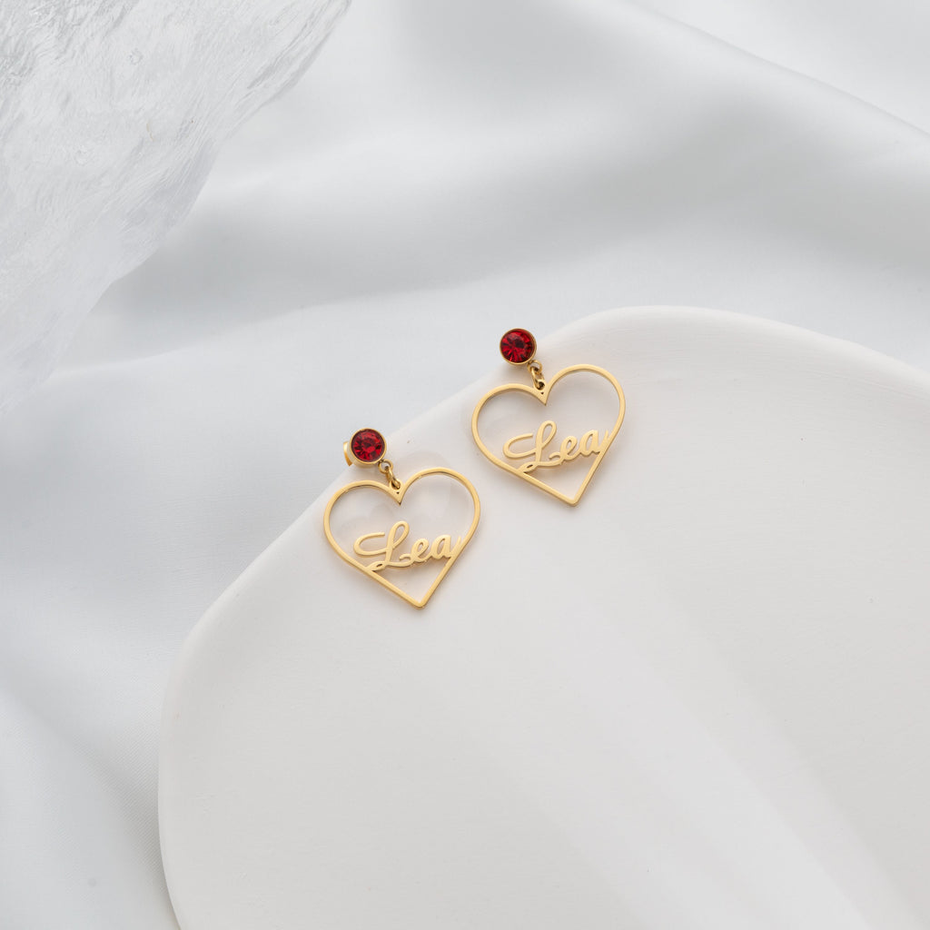 Custom Heart Drop Earrings