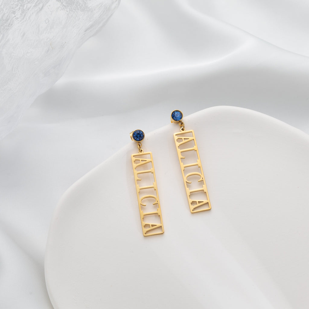 Custom Text Drop Earrings