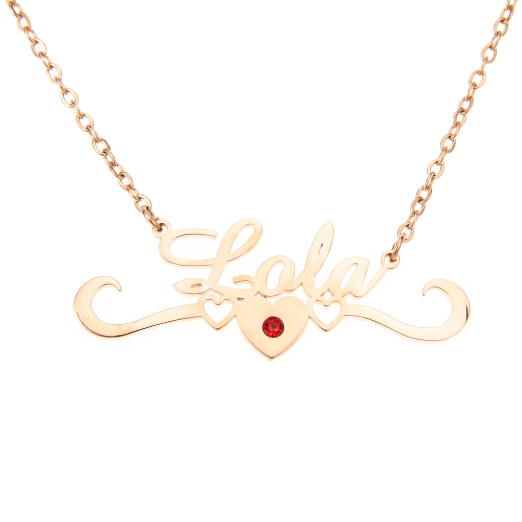 Name and Crown of Hearts Necklace