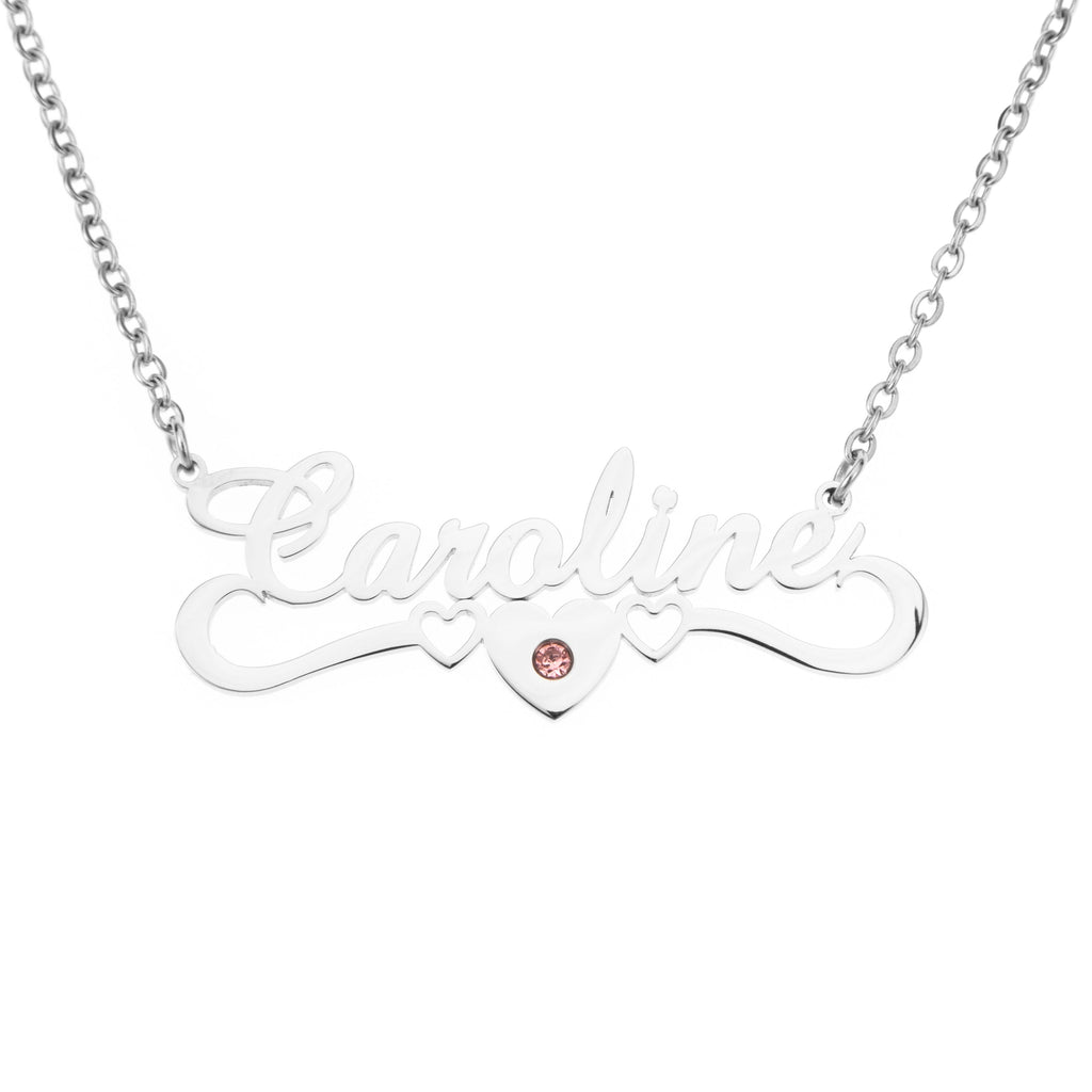 Name and Crown of Hearts Necklace