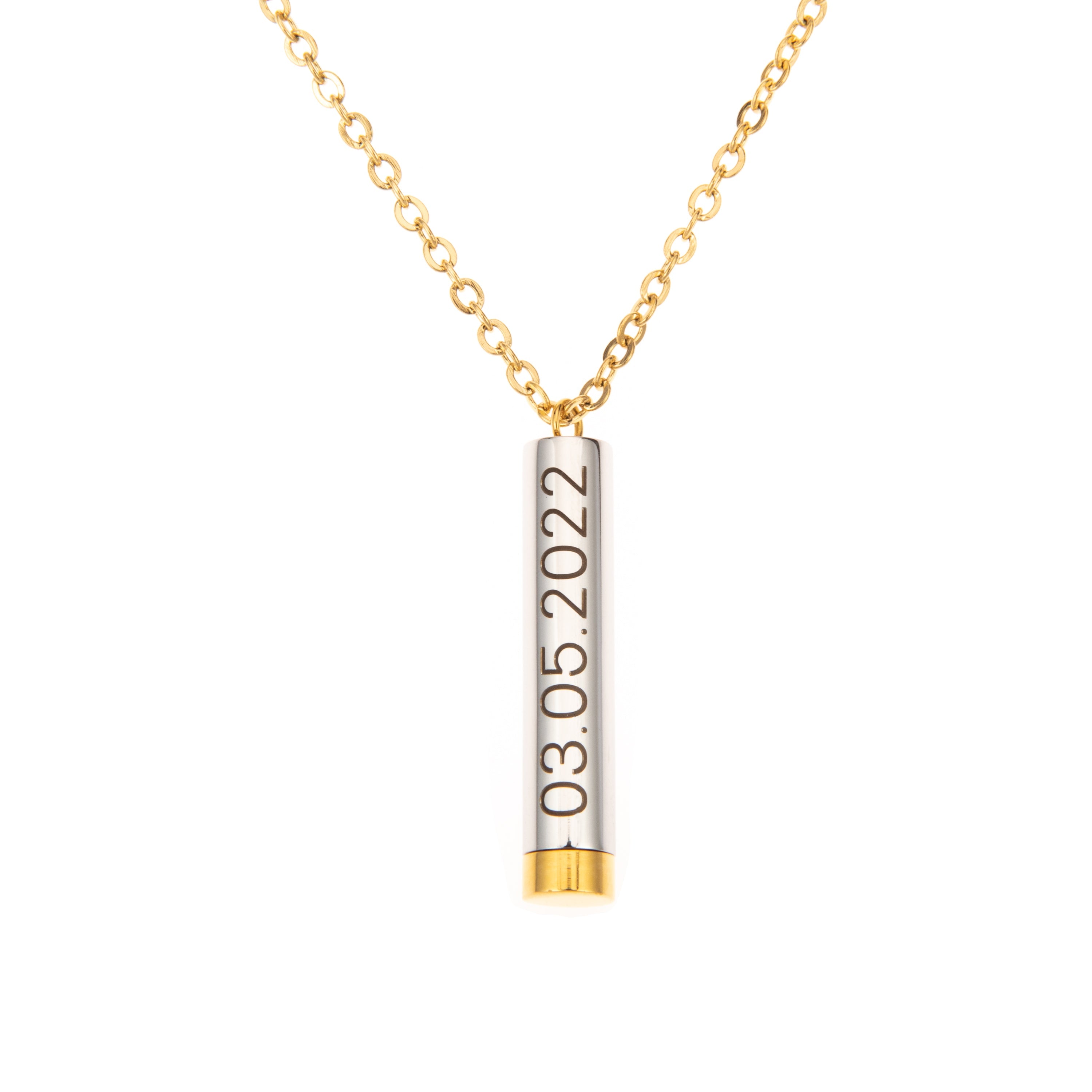 Round Bar Necklace with Hidden Message - Main Image