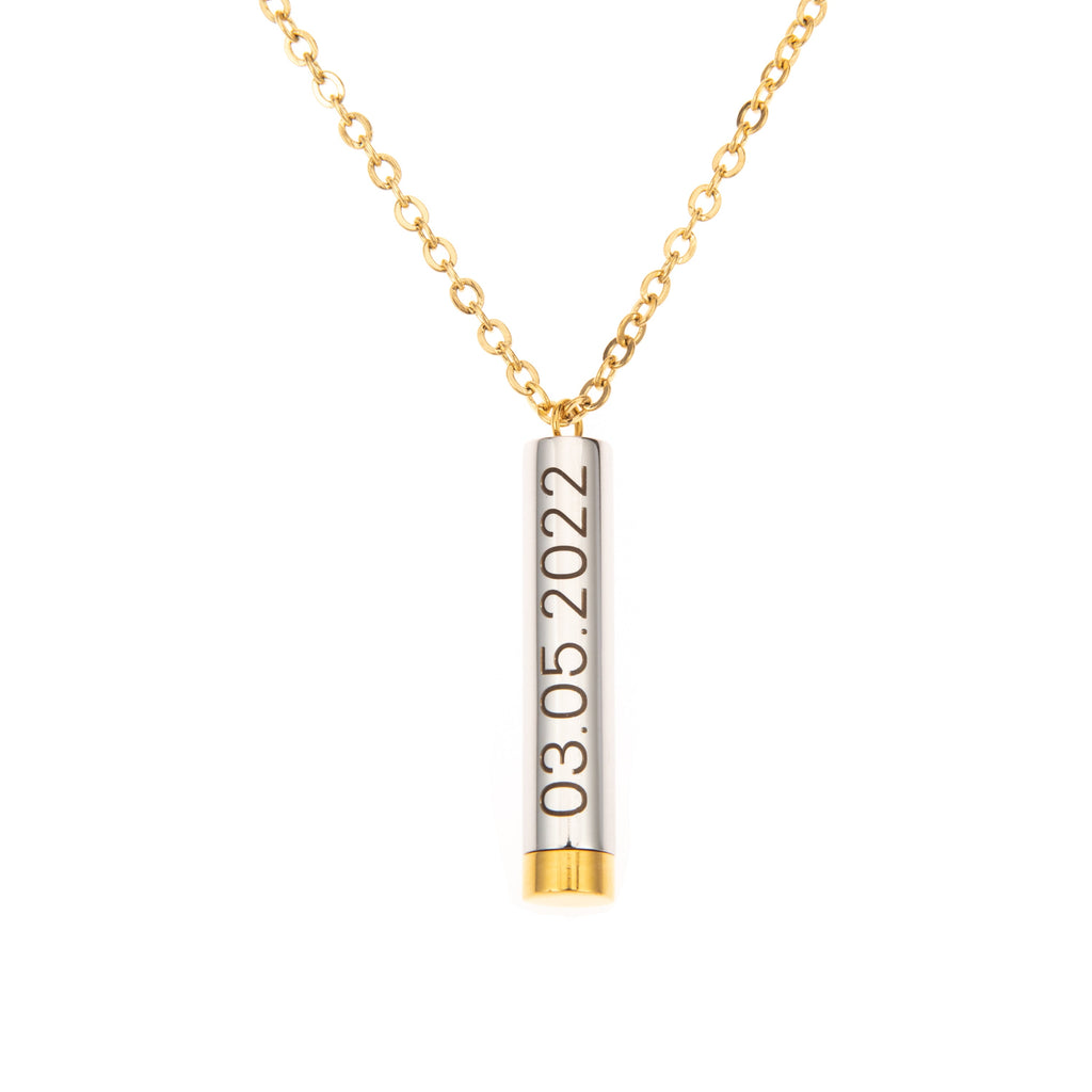 Round Bar Necklace with Hidden Message