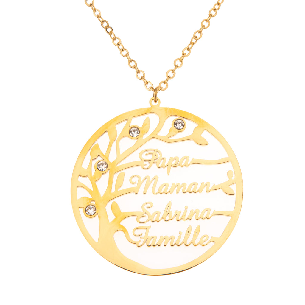 Crystal Embellished Family Tree Name Necklace