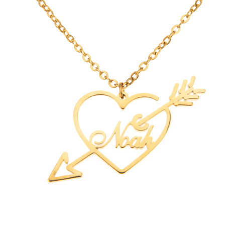 Name Arrow & Heart Necklace