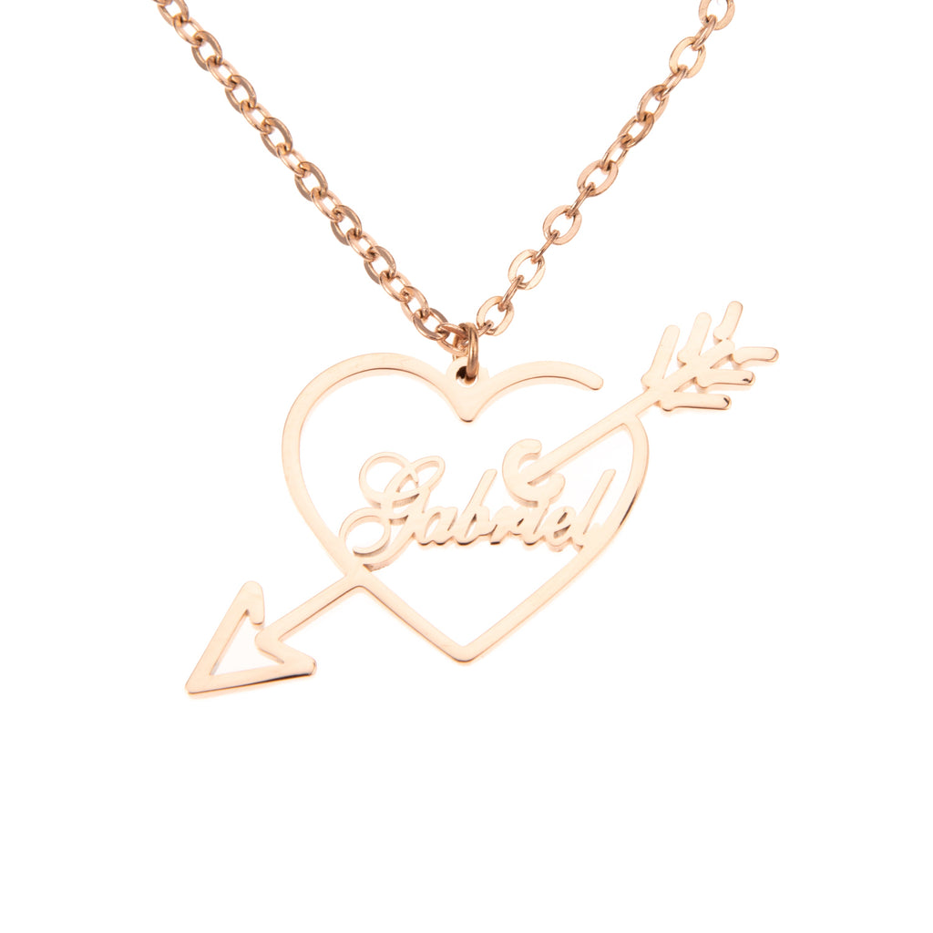 Name Arrow & Heart Necklace