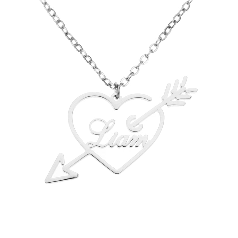 Name Arrow & Heart Necklace