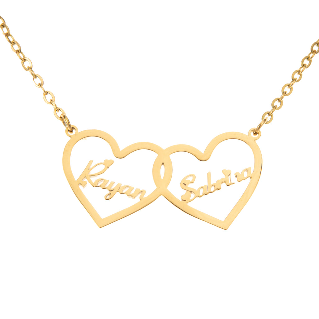 Personalised Double Heart Necklace