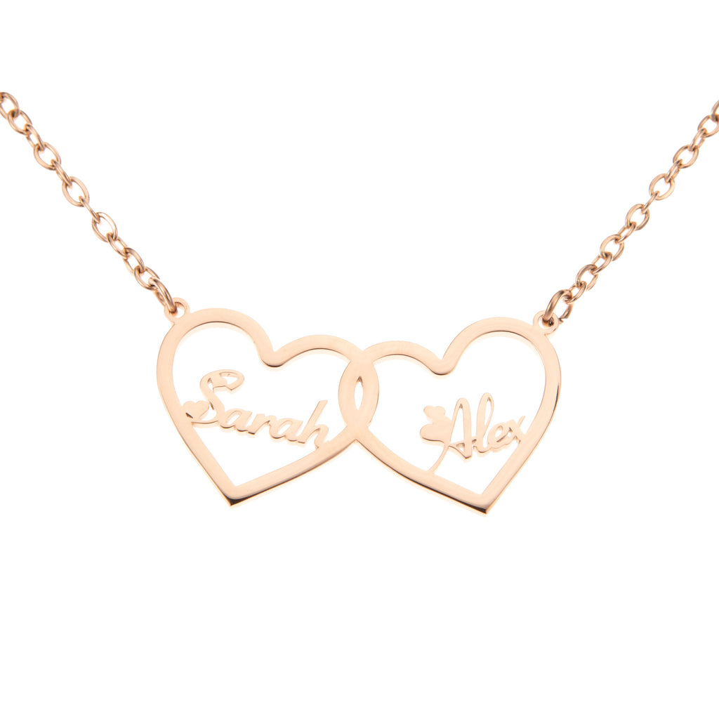 Personalised Double Heart Necklace