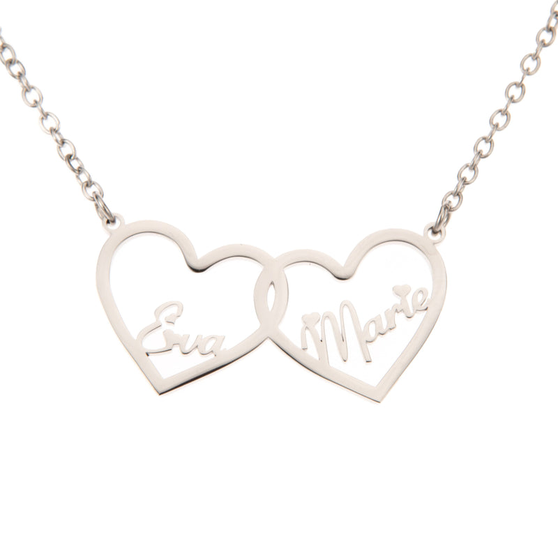 Personalised Double Heart Necklace