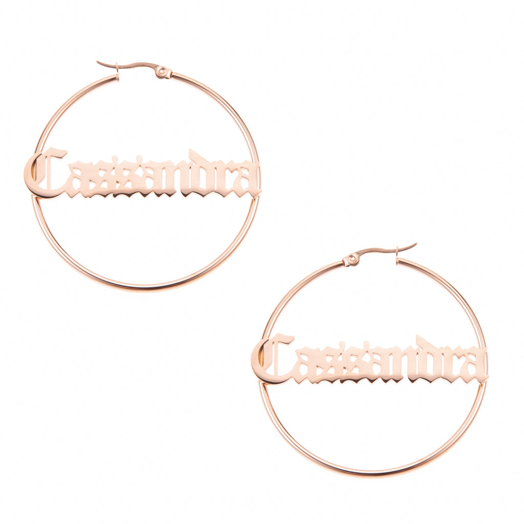 Personalised Gothic Hoop Earrings