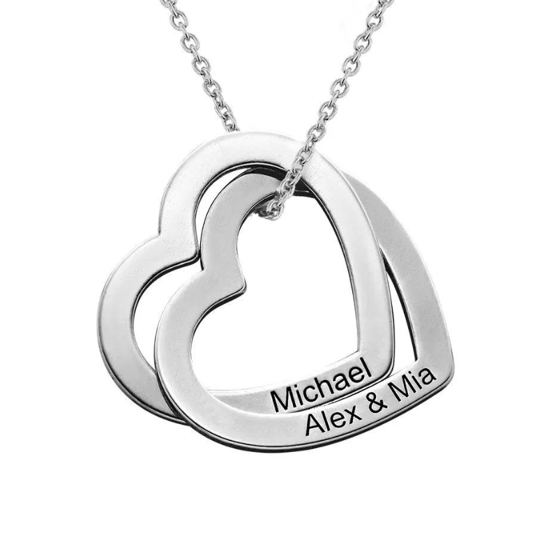 Personalized Interlocking Hearts Necklace