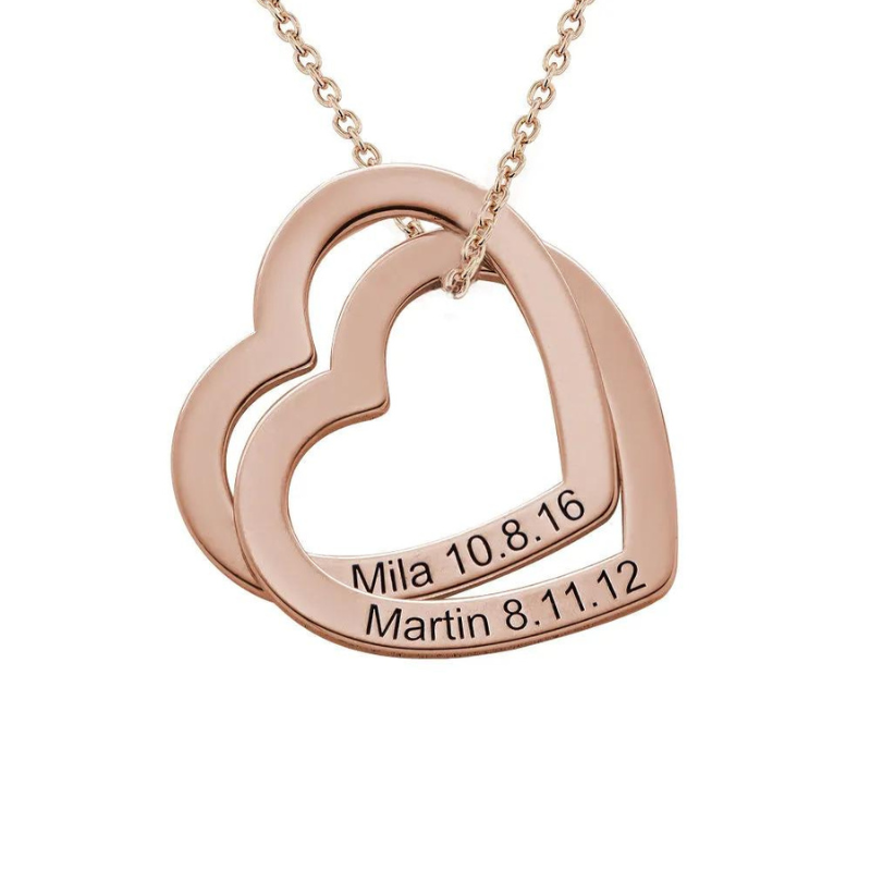 Personalized Interlocking Hearts Necklace