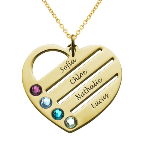 Heart & Birthstone Custom Name Necklace